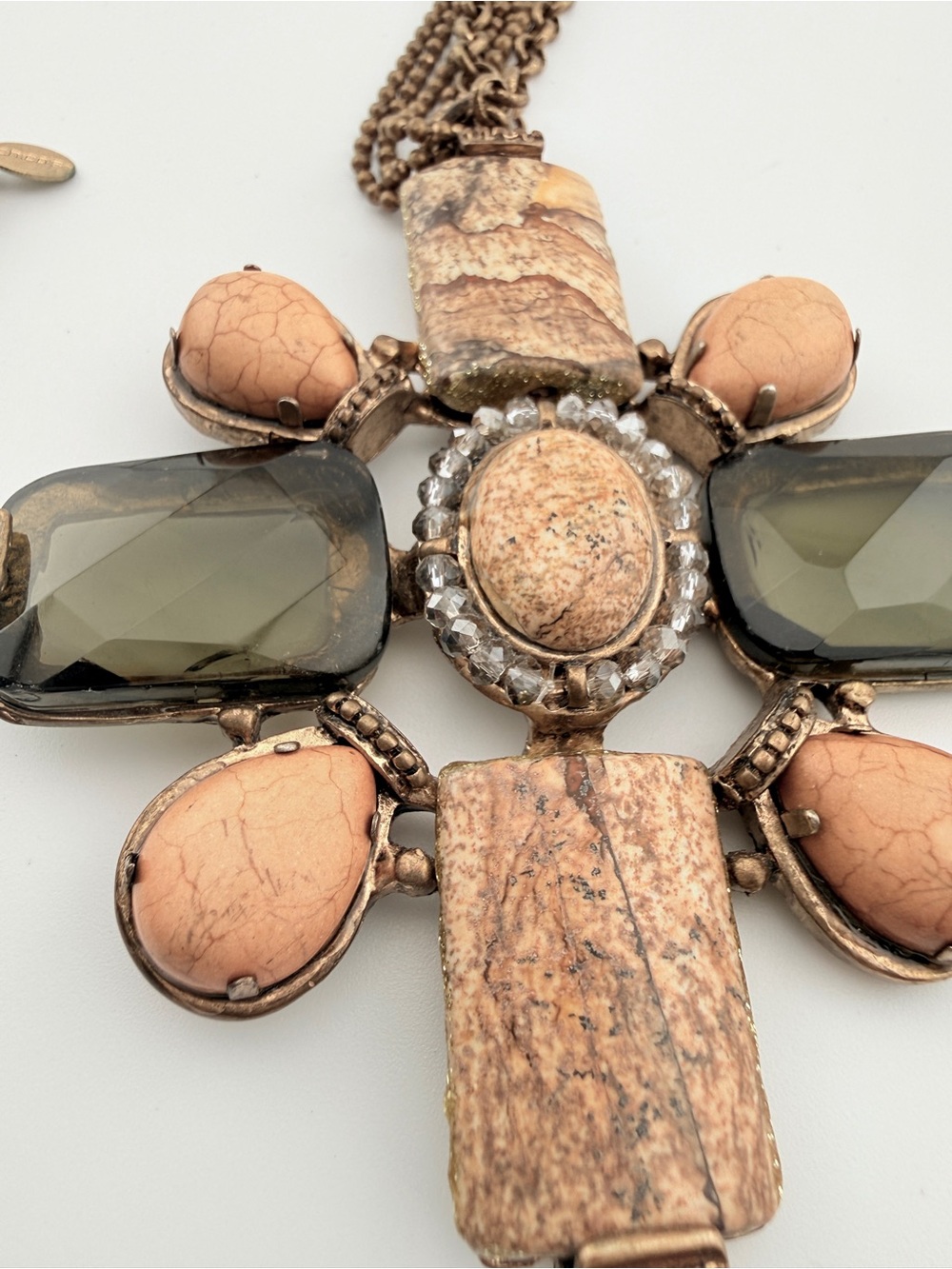Chico's Copper Multi-Strand Statement Necklace Boho Cross Pendant - Picture 4 of 7